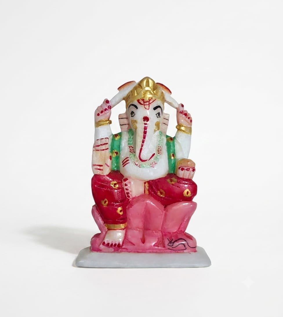 Handmade Marble Ganesha Statue, Stone sculpure, Stone Idol, Decor.