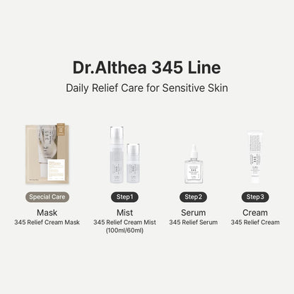 Dr.Althea 345 Relief Cream Mist | Hydrating Facial Mist with Rice Extract | Soothing Care for Sensitive Skin | Vegan Korean Skincare, 100ml