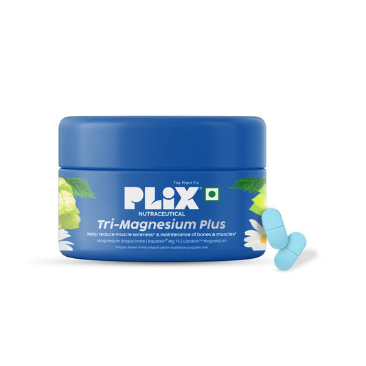 PLIX THE PLANT FIX Tri-Magnesium Plus Tablets | Bis-Glycinate & Chamomile Extract | 440mg Elemental Magnesium | High Absorption for Sleep, Muscle Recovery & Relaxation | 60 Tablets