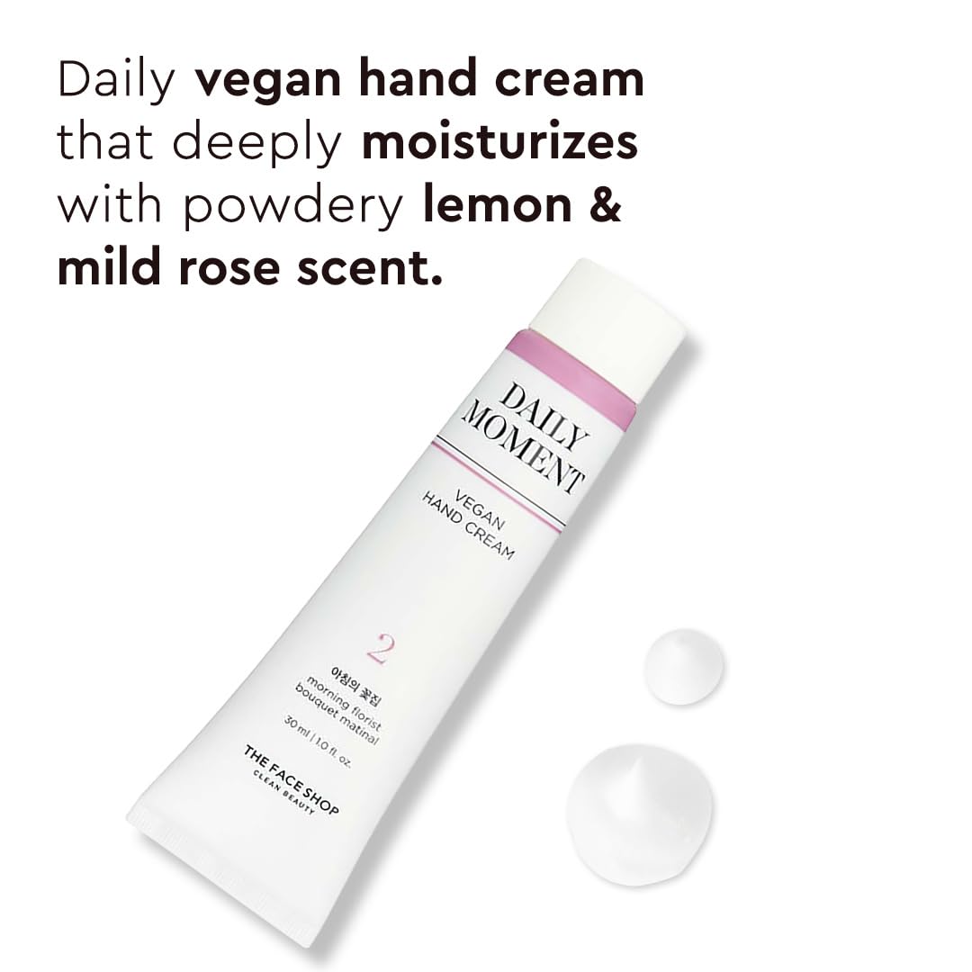Daily vegan hand cream with lemon and rose scent on a white background