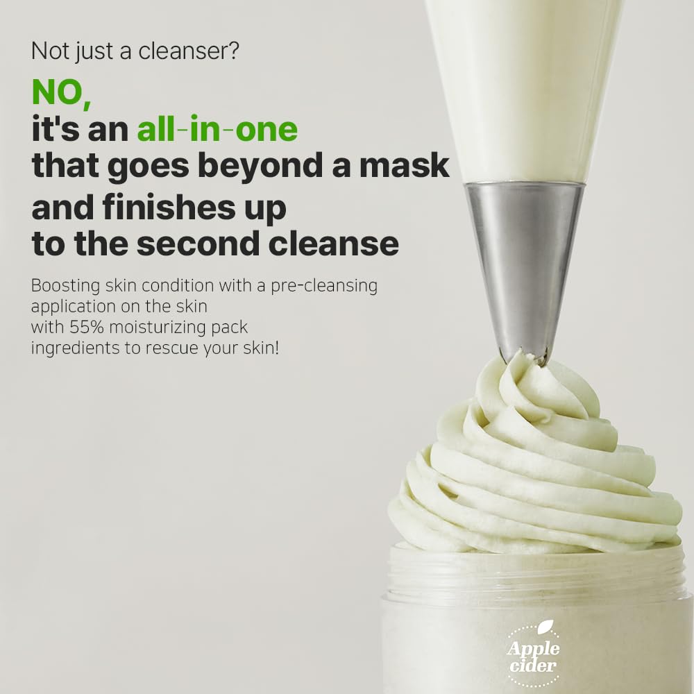 Ariul Apple Cider Whipping Cream Cleanser (100ml) Korean Deep Pore Face Cleanser with AHA BHA & Niacinamide, Gentle Exfoliating, Clears Clogged Pores, Balances Skin pH, Hydrating Whipped Foam Makeup Remover Cleanser