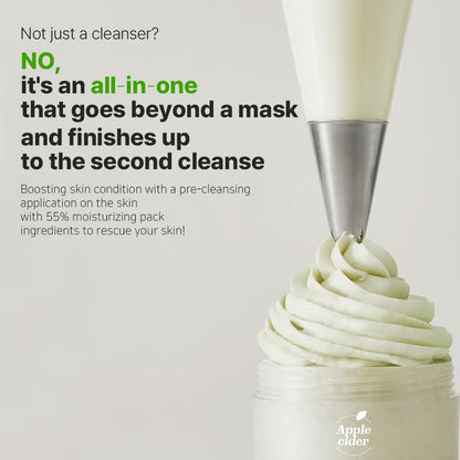 Ariul Apple Cider Whipping Cream Cleanser (100ml) Korean Deep Pore Face Cleanser with AHA BHA & Niacinamide, Gentle Exfoliating, Clears Clogged Pores, Balances Skin pH, Hydrating Whipped Foam Makeup Remover Cleanser