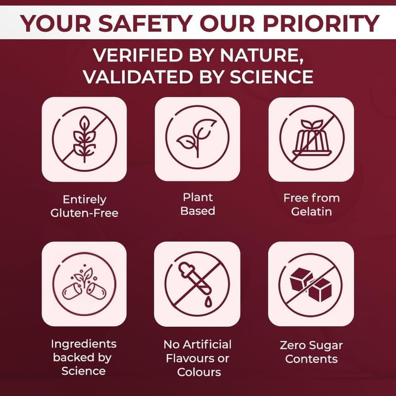 Product label with safety and quality assurance icons on a red background