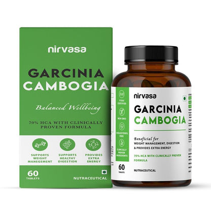 Nirvasa Garcinia Cambogia Tablets (800mg) with Green Tea | 70% HCA Weight Management Suppliment for Men & Women | 60 Tablets