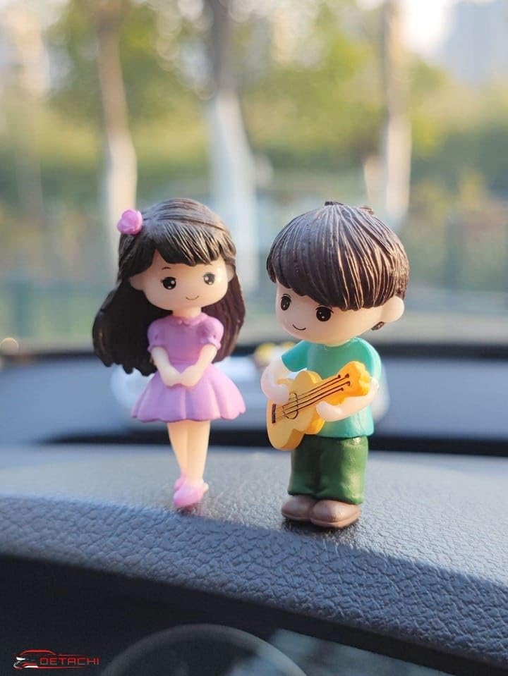 Dashboard Toys - Cute Couple Car Ornament for Decoration, Ideal Gift for Car Lovers, Durable Interior Accessories, with 4 Resin Adhesive Stickers (Purple)