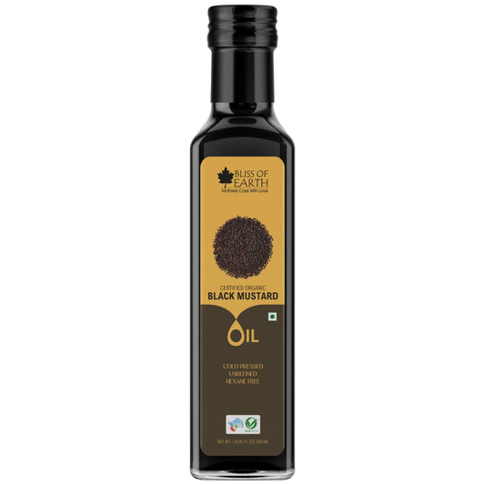 Bliss of Earth 500ML Certified Organic Mustard Oil For Cooking & Hair, Cold Pressed, Hexane Free (Pet bottle)