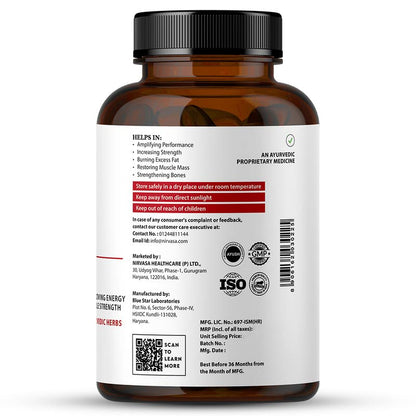 Nirvasa Maxx Josh Testosterone Supplement (500mg, 60 Tabs) | Boosts Testosterone, Muscle Strength & Energy | Enhances Performance, Stamina & Vitality | Ashwagandha, Gokshura & Safed Musli