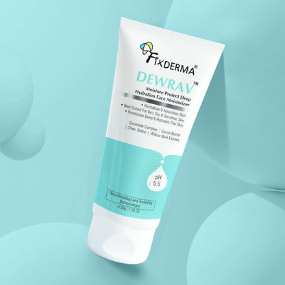 Fixderma Dewrav Deep Hydration Face Moisturizer with Cocoa & Shea Butter for Dry Skin - 50gm