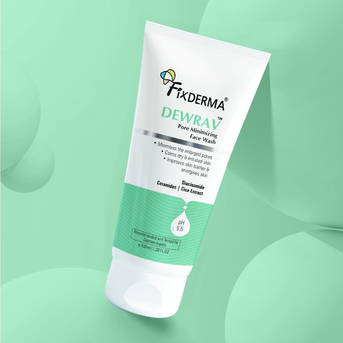 Fixderma Dewrav 2% Niacinamide Pore Minimizing Face Wash with Ceramides & Cica Extract | Face Wash for Open Pores Tightening | Strengthens Skin Barrier & Brightens Skin | For Men & Women- 100ml