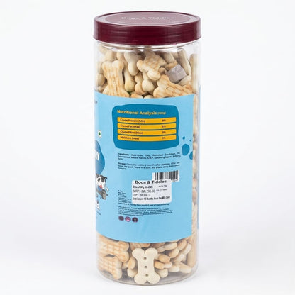 Dogs & Tiddles Milky Vanilla Dog Biscuits 700g | Oven Baked Crunchy Dog Treats | High Calcium Dog Snacks for All Life Stages & All Breeds
