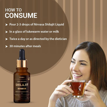 Nirvasa Pure Shilajit Liquid (30ml) | 100% Natural Himalayan Shilajeet Extract | Boosts Energy, Stamina, Strength & Vitality | Supports Immunity, Muscle Health & Performance | For Men & Women