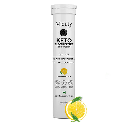 Zephivo Miduty by Palak Notes Electrolytes Drink - Instant Hydration Drink - Lemon Flavor - Sugar-Free Electrolyte Drink - No more fatigue and dizziness - Hydration Electrolyte - 20 Effervescent Tablets