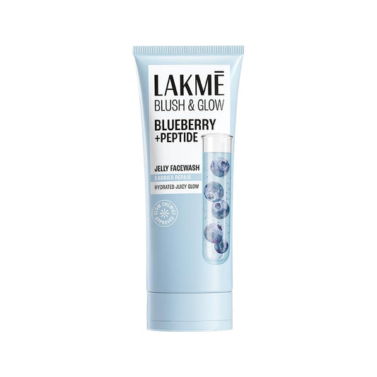 LAKME Blush & Glow, Blueberry + Peptide Gentle Jelly Facewash, 100g, for Hydrated Juicy Glow, with Blueberry Extract & Blue Peptide, Clinically Proven to Repair Skin Barrier, for Dry & Dehydrated Skin