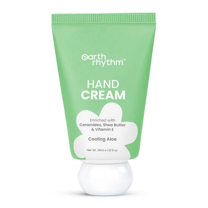 Earth Rhythm Hand Cream - Cooling Aloe for Dry & Rough Hand Intense Moisturization Non Greasy , Fast Absorbing, Moisturizes, Enriched with Ceramides , Shea Butter, Cacao Seed Butter for Men & Women - 30ml