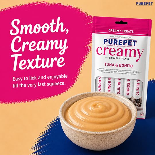 Purepet Creamy Lickable Cat Treats(15g x 24 Pieces) 360g | Tuna & Bonito Flavour | Rich in Protein | Taurine for Heart & Vision | Ideal for Training | Promotes Hydration| for Kitten & Adult Cats