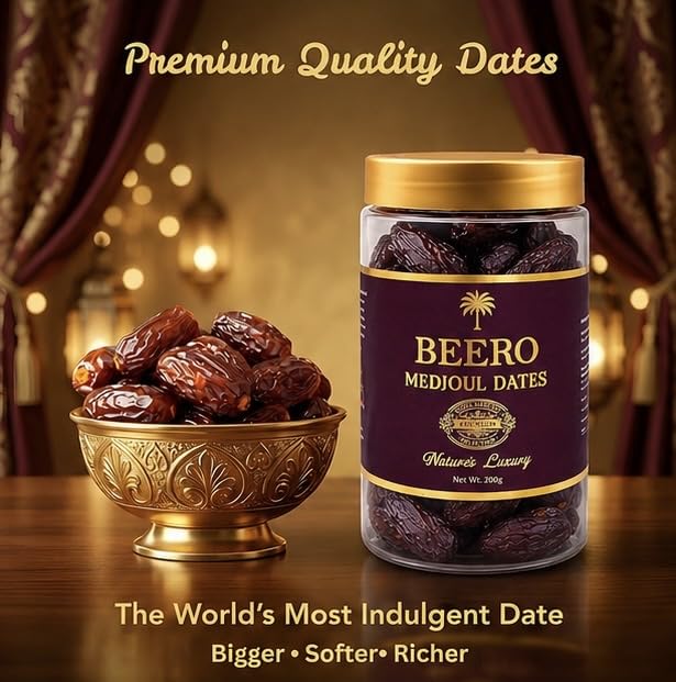 Beero Medjoul Dates | Khajoor | Medjouls Khajur Prmeium Dates | Jumbo size High Fibre Rich Dry fruits | Fresh and delicious