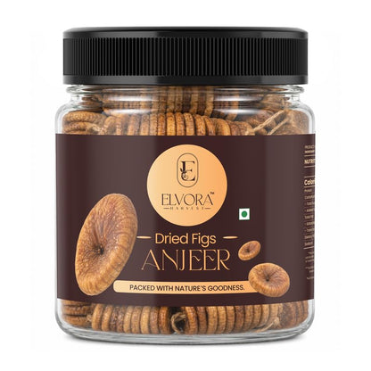 ELVORA HARVEST Dried Afghani Anjeer | Healthy Dry Fruit Snacks | Dried Figs | Rich Source Of Fibre Calcium & Iron | Low In Calories And Fat Free Snacking Dieting