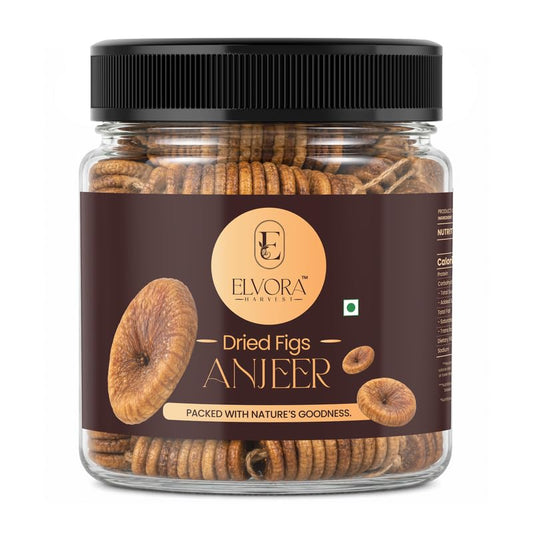 ELVORA HARVEST Dried Afghani Anjeer | Healthy Dry Fruit Snacks | Dried Figs | Rich Source Of Fibre Calcium & Iron | Low In Calories And Fat Free Snacking Dieting