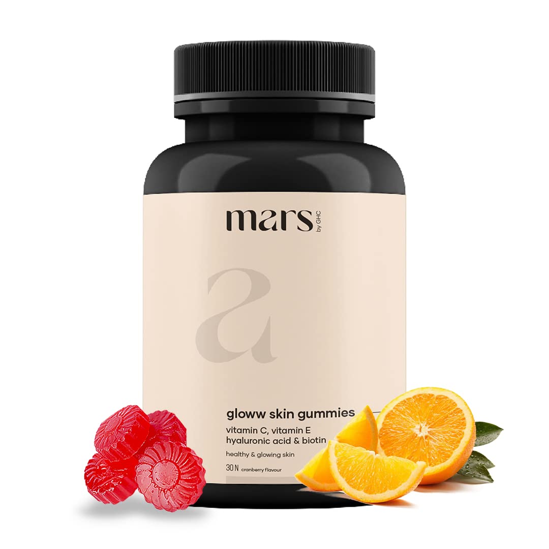 Mars by GHC Vitamin C Skin Gummies - 30 Gummies | for Glowing Skin | 30 Days Pack l With Hyaluronic Acid, Vitamin E & Biotin…