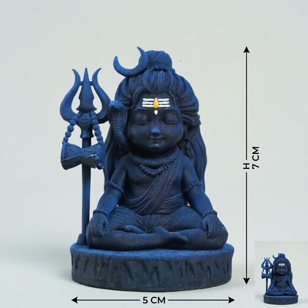 Shivji Idol for Car Dashboard, Home Temple & Office Desk | Compact Resin Mahadev Murti for Puja Room, Table Decor & Spiritual Gift | Small Lord Shiva Statue (Baby Lord Shiva)