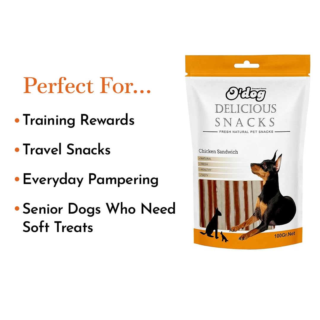 PETS EMPIRE O'Dog Healthy Yummy High Protein Tasty Chicken Sandwich Treats for Dog (100 gm) Pack of 1