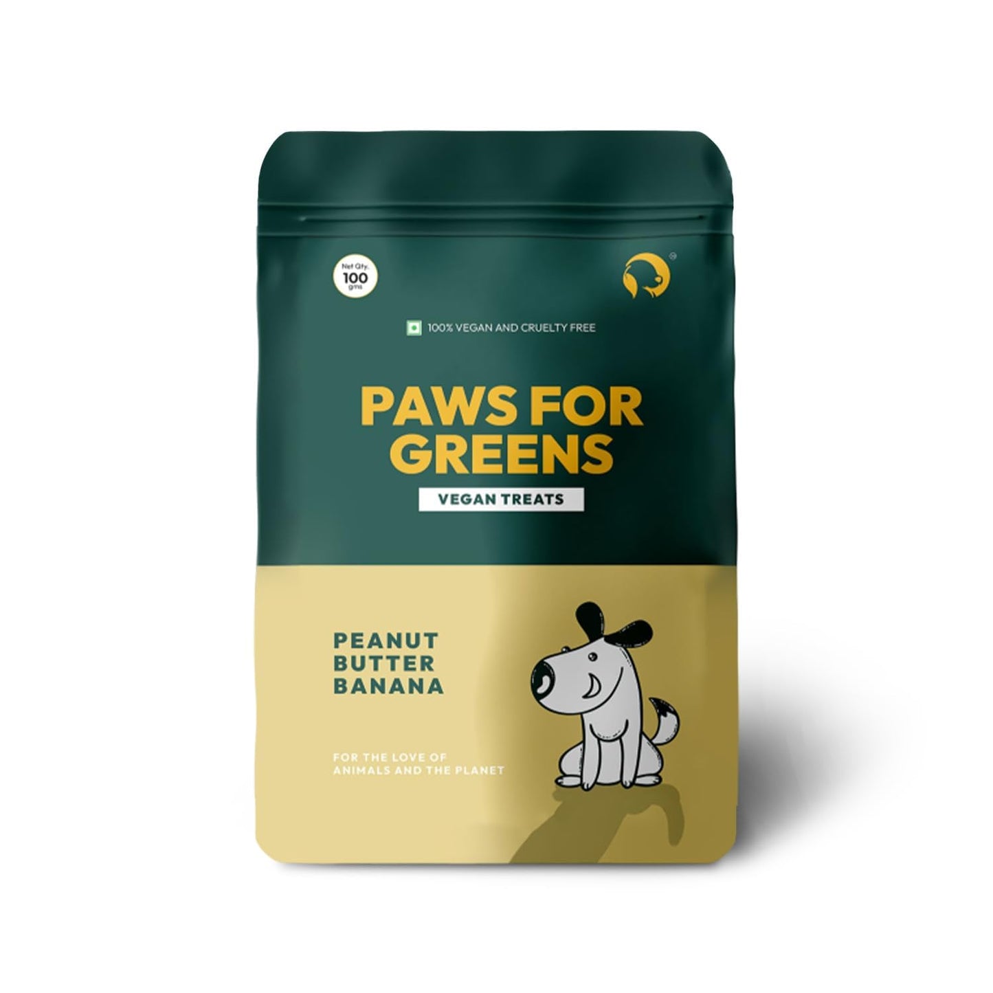PAWS FOR GREENS Vegan Dog Treats, 100% Natural Plant-Based & Gluten-Free Crunchy Biscuits, Healthy Meat-Free Snacks for Dogs, Vegetarian Training Treats for All Breeds, 100g