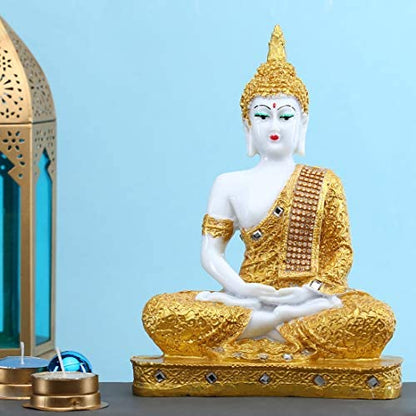 Polyresin Sitting Buddha Idol Handcrafted Statue Showpiece for HomeDecor,Living Room Decoration Gift Items