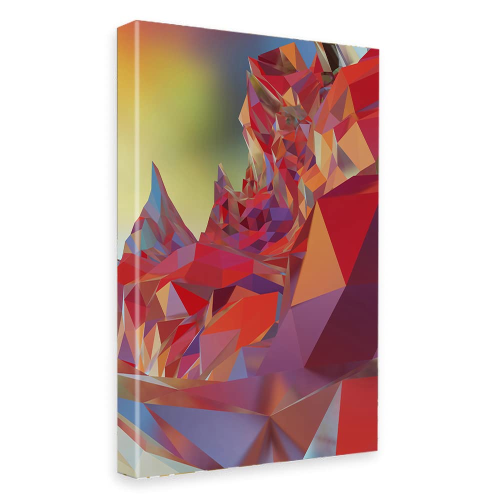 Printed Framed Canvas Painting for Home Decor Office Wall Studio Wall Living Room Decoration (14x22inch Wrapped) - abstract-render-3d-render