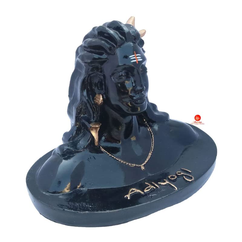 Adiyogi Shiva Murti | Lord Shiva Figurine | Polyresin Mahadev Idol Shankara Pooja & Gift Showpiece Items for Home Decor, Temple Puja Mandir Decoration (Black)