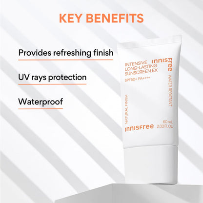 Innisfree Intensive Long Lasting Sunscreen 50ml with SPF 50+ PA++++ UV Protection, Long-Lasting Matte Finish, Oil Control, Hydrating, Korean Sunscreen for All Skin Types, Non-Greasy & Lightweight