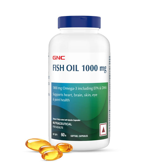 Zephivo GNC 1000 Mg Omega 3 Fish Oil for Men & Women | 60 Softgels | Omega 3 with 180 mg EPA & 120 mg DHA | Promotes Joint Health | Improves Focus & Memory | Protects Vision | Supports Healthy Cholesterol