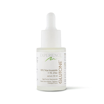 Skincare serum bottle with dropper on a white background