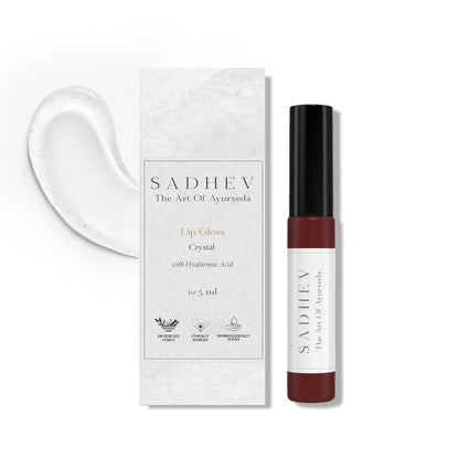 Sadhev Ayurvedic Crystal Lip Gloss With Hyaluronic Acid & Almond | Natural Glossy Shine | Hydrates, Plumps & Nourishes Lips (5 ml)