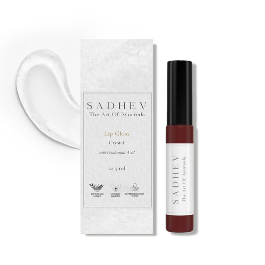 Sadhev Ayurvedic Crystal Lip Gloss With Hyaluronic Acid & Almond | Natural Glossy Shine | Hydrates, Plumps & Nourishes Lips (5 ml)