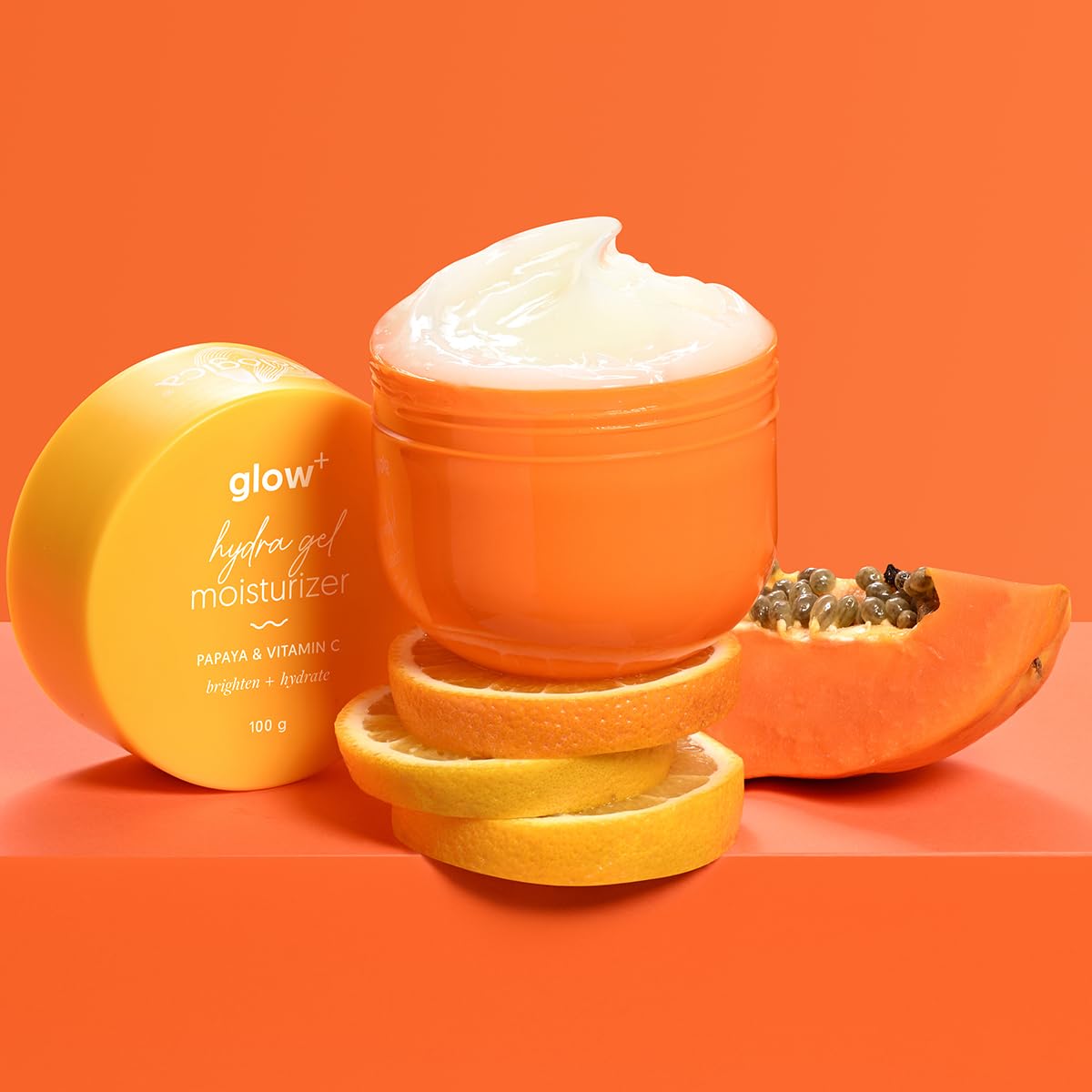 Aqualogica Glow+ Hydra Gel Moisturizer with Vitamin C & Papaya - 100 g|24-Hour Intense Hydration|Weightless Water-Like Gel Texture|Non Sticky & Quick Absorbing for Glowing Skin