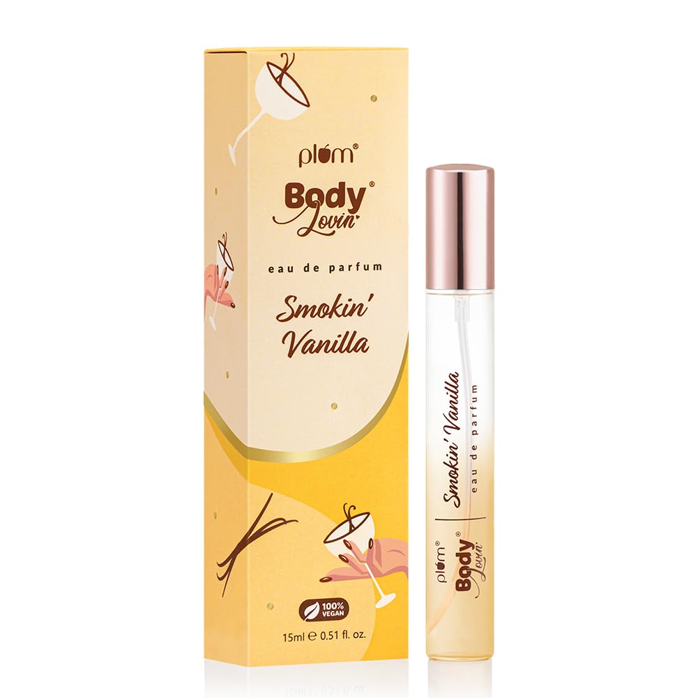 Plum BodyLovin | Smokin' Vanilla Eau De Parfum | Warm Long Lasting Vanilla Fragrance | Perfume Body Spray for Women | Vegan & Paraben Free | Travel Friendly | Sweet Scent | 15ml