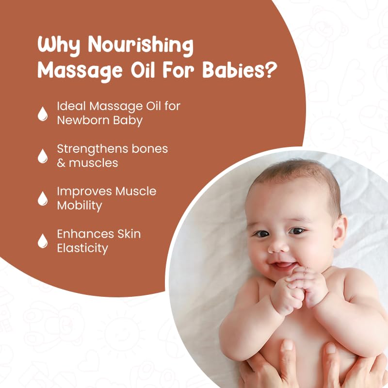 Mother Sparsh Nourishing Baby Massage Oil -100ml | With Almond & Avocado Oil | Non Sticky & Moisturizing Baby Oil for New Born