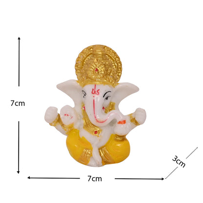 polyresin Mini Ganesh Statue Decorative Showpiece Gift Item Best for Home & Office Decor, Car Dashboard and Corporate Gift Items, Ganesh chaturthi Decoration (Mini Ganesha)