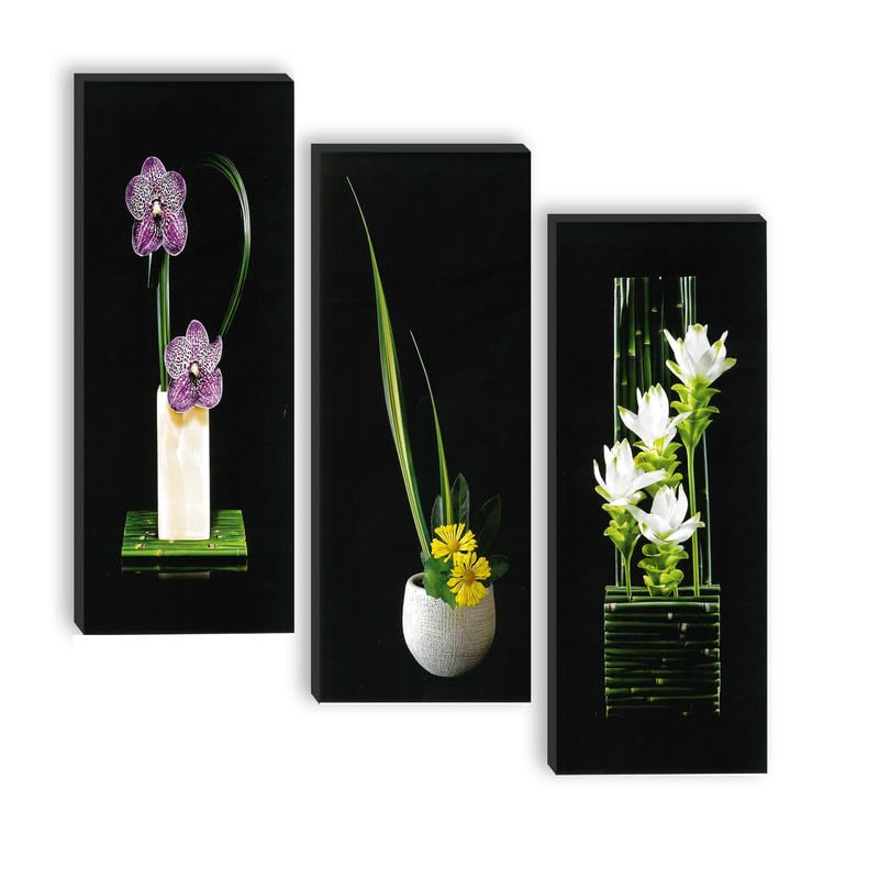 set of 3 Flower Pot UV textured self adeshive wall painting for home decoration SANF-SJ165