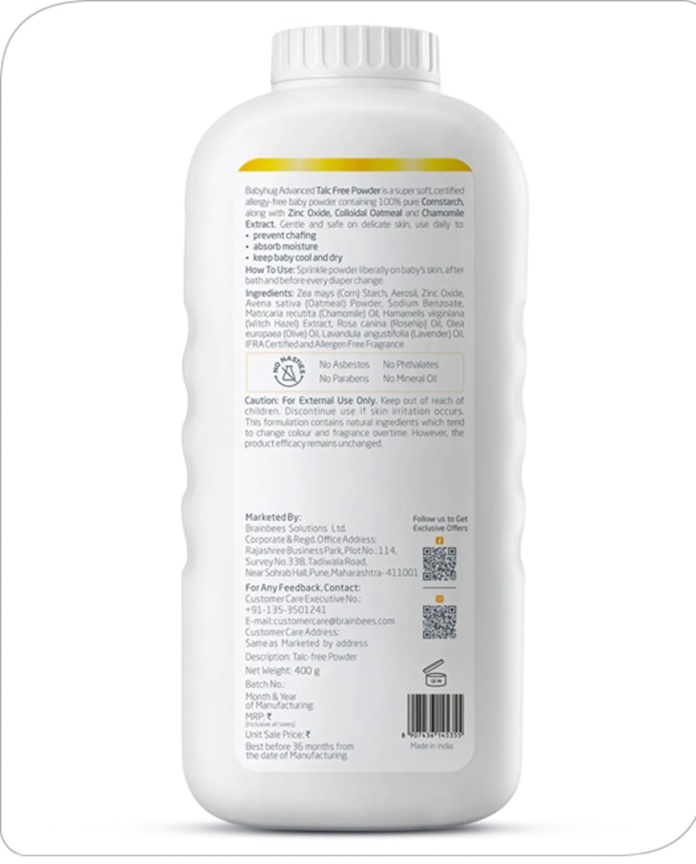 Babyhug Advanced Talc-Free Dusting Powder - 400 gm