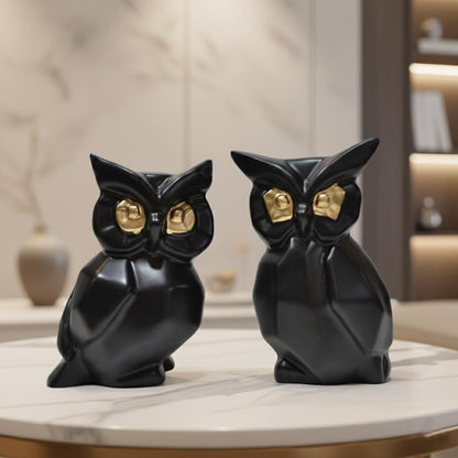 Owl Couple Showpiece Statue for Good Luck, Home Decoration Items for Living Room, Owl for Office Desk Good Luck Fengshui Ceramic Items, Centre Table Decor, Wedding Valentine's Day Gift