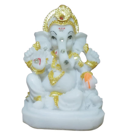 Ganesha Ganesh Ganpati Gajanan Statue Idol Murti Gift Item Decorative Showpiece Multicolor Polyresin Pack of 1 (B002)