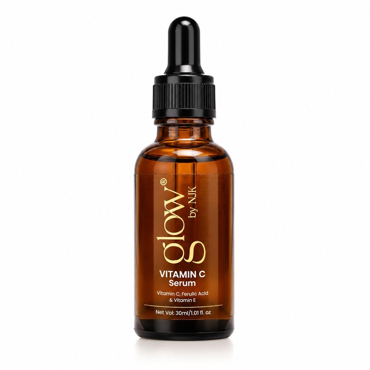Glow by NJK Vitamin C Face Serum with Vitamin E for Glowing Skin 30ml, Vitamin E Care, Dark Spot Care, Uneven Tone Support, Radiant-Looking Skin, Lightweight Texture, Daily Skincare Routine