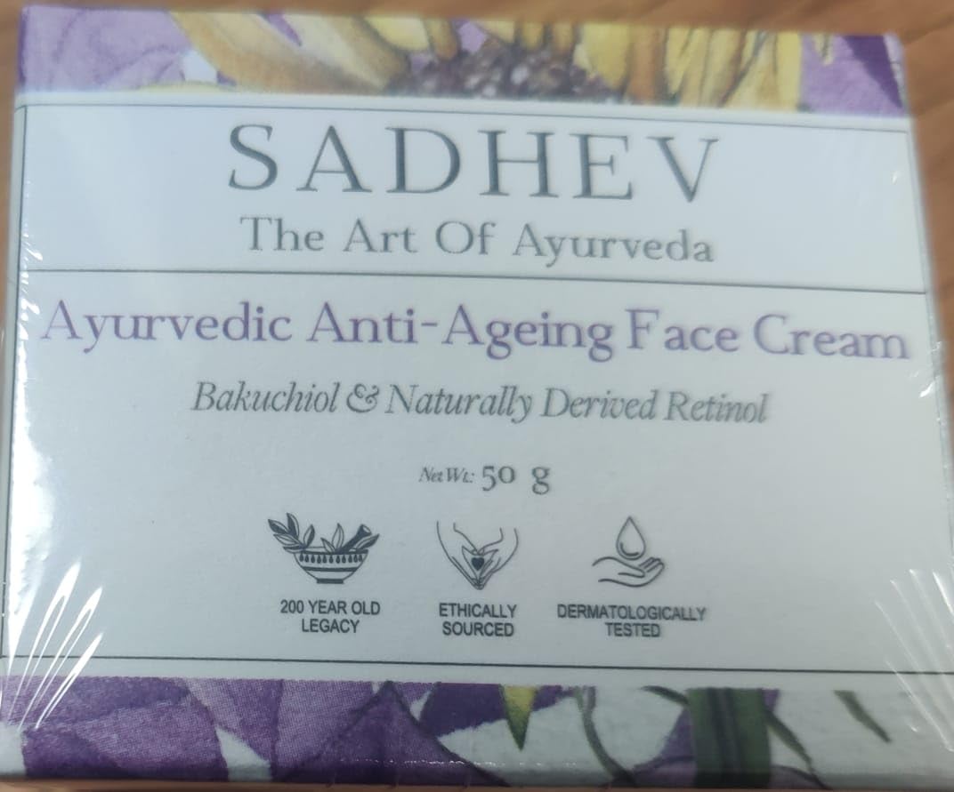 Sadhev Ayurvedic Anti-Ageing Face Cream With Goodness Of Bakuchiol And Naturally Derived Retinol for Wrinkles And Fine lines