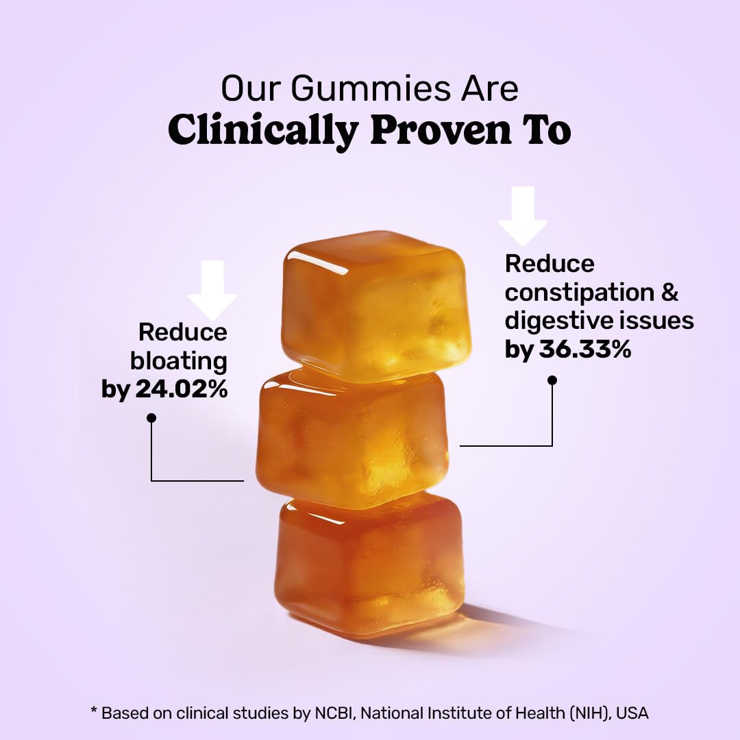 What's Up Wellness Gut Health Supplements Gummies | Prebiotics & Probiotics Supplement | Constipation, Bloating, Gas & Acidity Relief | Gut Cleanse Detox | Clinically Proven Strain | 30 Days