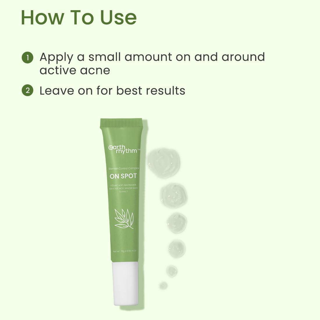 Earth Rhythm On Spot Acne Gel with Salicylic Acid, Niacinamide Acid & Azelaic Acid | Pimple Treatment Gel For Men & Women – 15g
