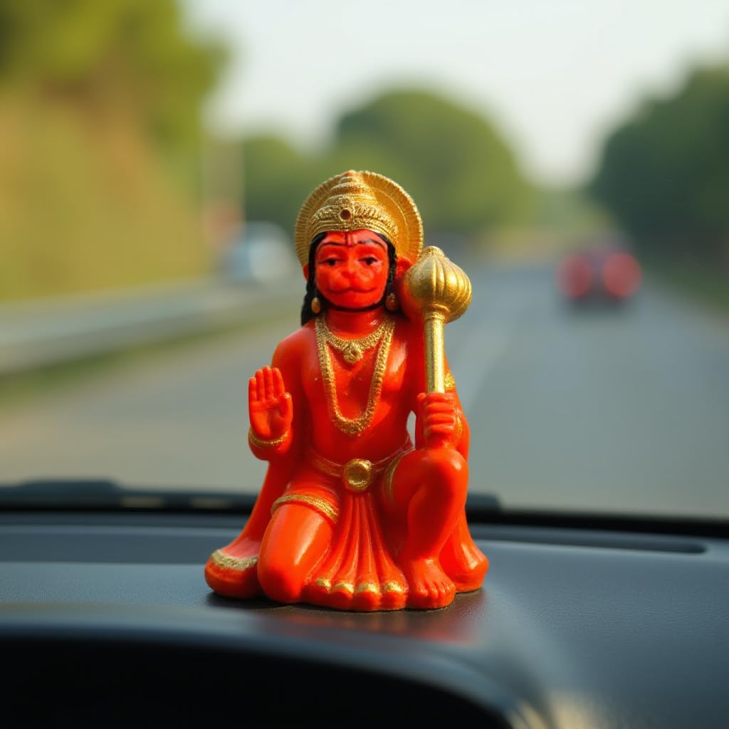 UNOVATE Lord Hanuman Idol for Car Dashboard | Hanuman Murti | Orange