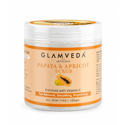 Glamveda Papaya De Pigmentation Face Scrub with Apricot | Cream-Based Exfoliating Scrub for Smooth & Refreshed Skin | 100g