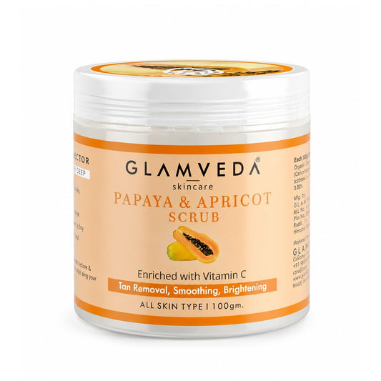 Glamveda Papaya De Pigmentation Face Scrub with Apricot | Cream-Based Exfoliating Scrub for Smooth & Refreshed Skin | 100g
