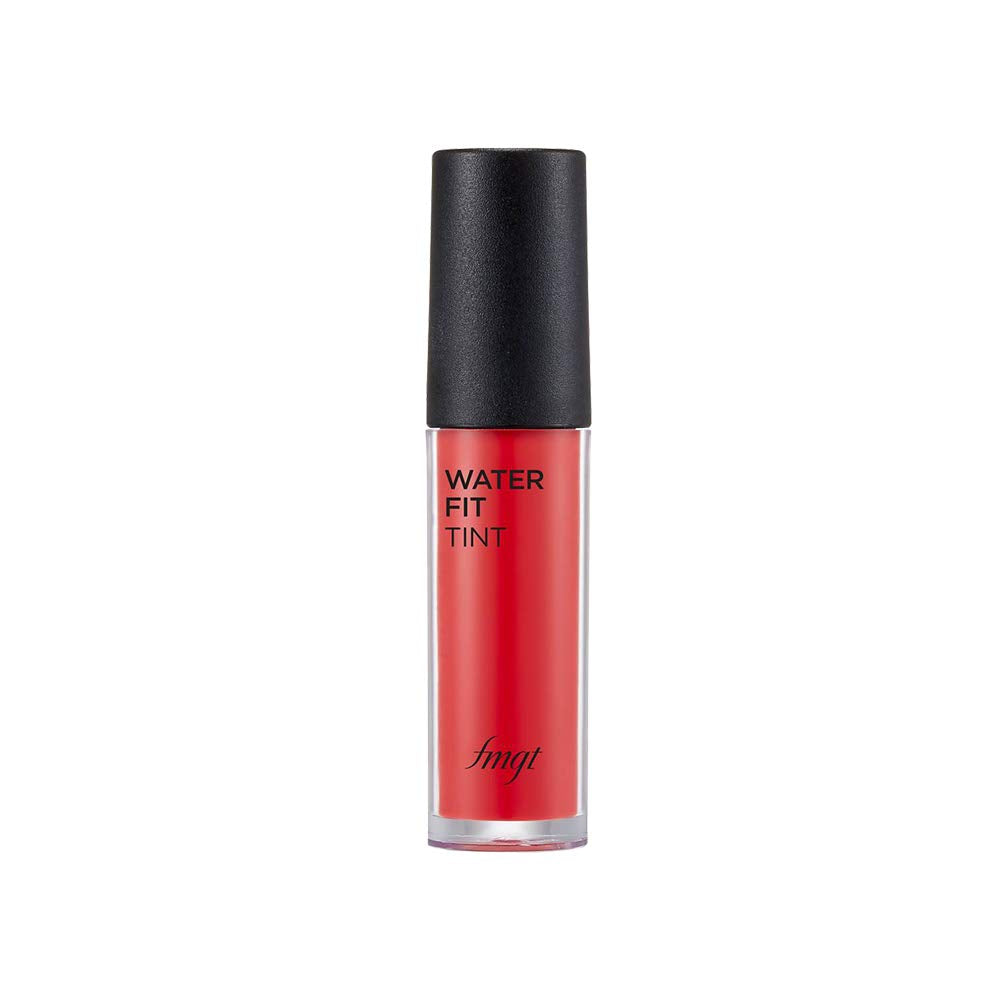 Red lip tint with black cap on a white background